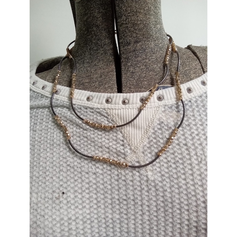 Necklace 20in Gold Beads Silver pieces. - Picture 2 of 4